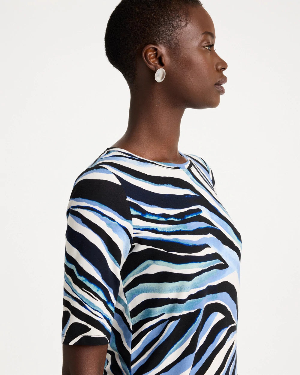 Touch of Cool™ Zebra Animal Print Elbow Sleeve Tee - US 5518