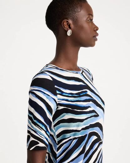 Touch of Cool™ Zebra Animal Print Elbow Sleeve Tee - US 5518