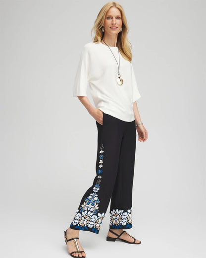 Placed Floral Print Soft Cropped Pants - US 4434