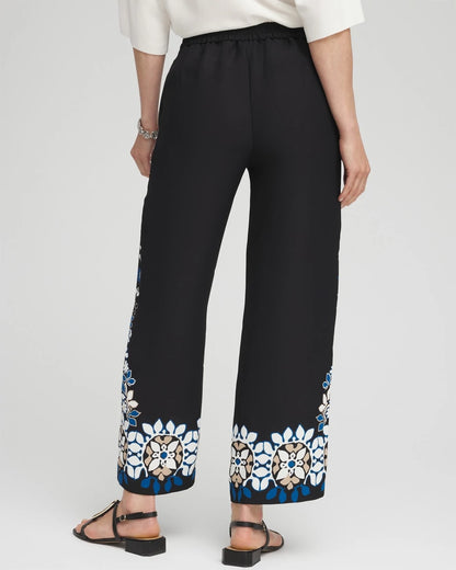 Placed Floral Print Soft Cropped Pants - US 4434