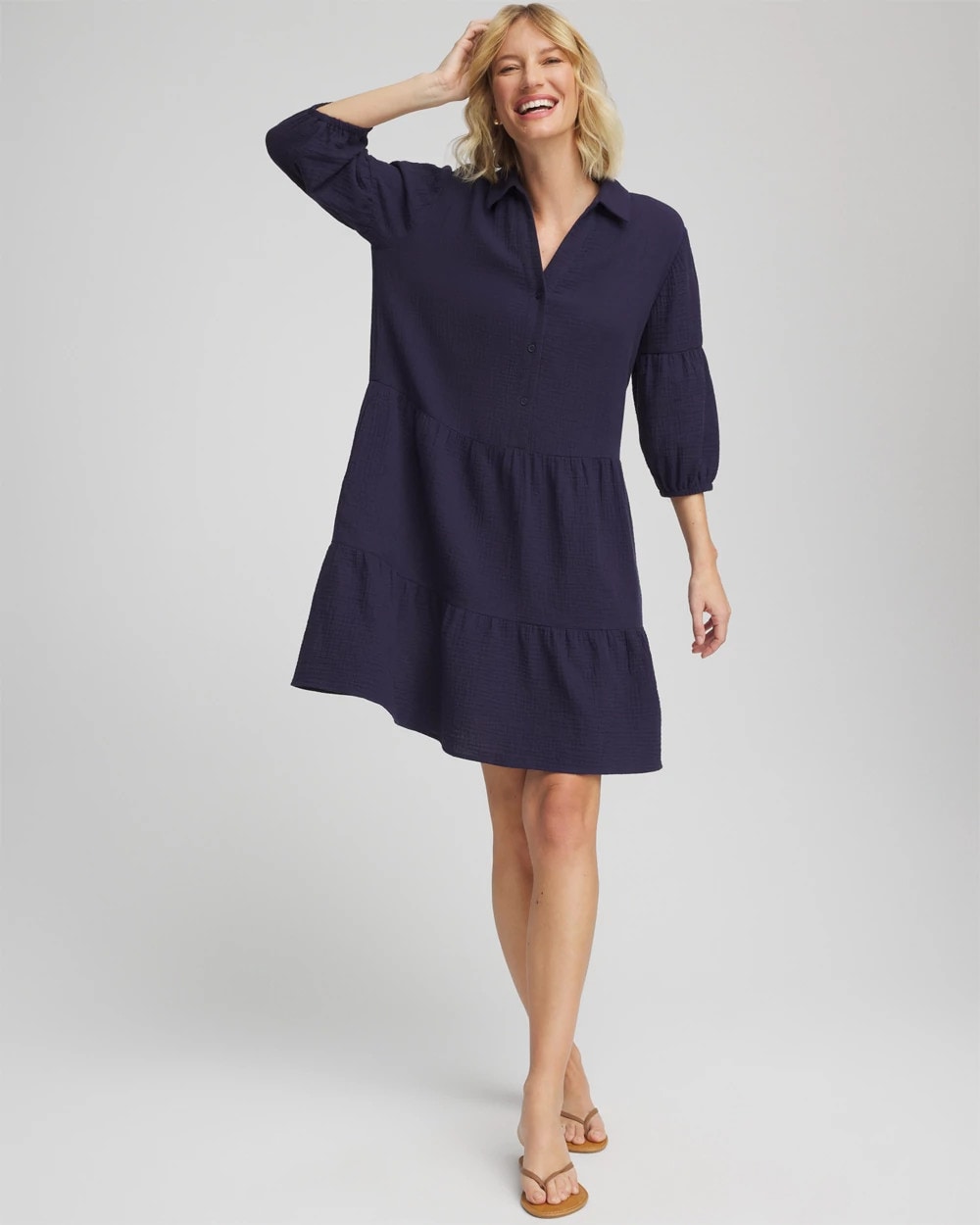Woven Tiered Swim Cover-Up Dress - US 0866