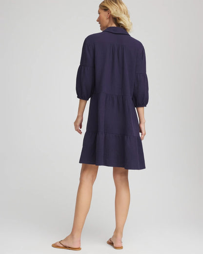 Woven Tiered Swim Cover-Up Dress - US 0866