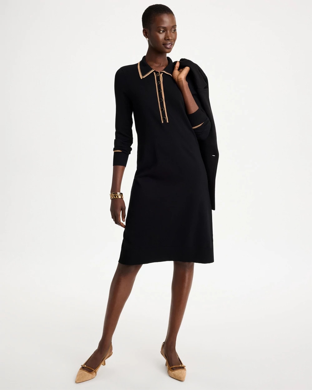 Whipstitch Knit Sweater Dress - US 3767