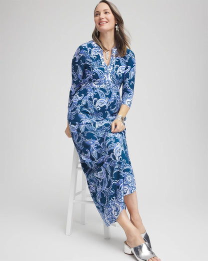3/4 Sleeved Jersey Maxi Dress - US 5197
