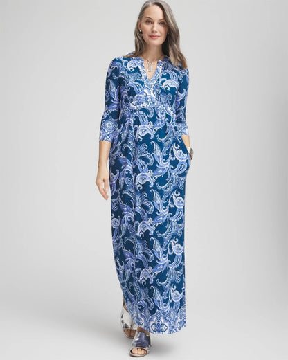 3/4 Sleeved Jersey Maxi Dress - US 5197