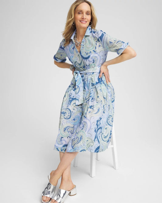 Cotton Voile Pleated-Hem Shirtdress - US 4321