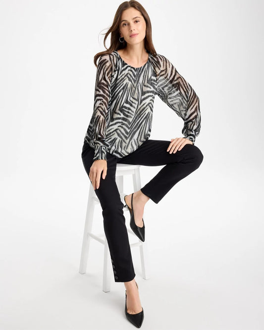 Zebra-Metallic Bodre Crinkle Mesh Top - US 5124