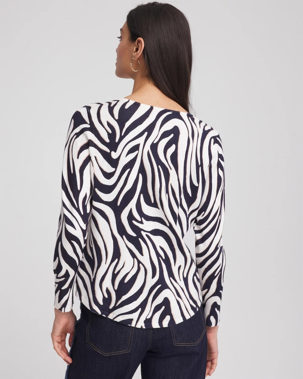 Ella Zebra V-Neck Pullover Sweater - US 3562