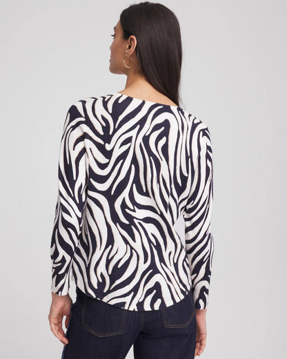 Ella Zebra V-Neck Pullover Sweater - US 3562