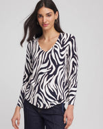 Ella Zebra V-Neck Pullover Sweater - US 3562