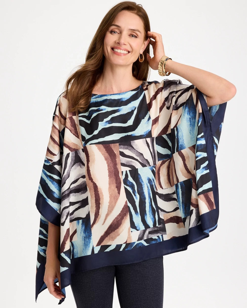 Zebra Zing Printed Poncho - US 3444