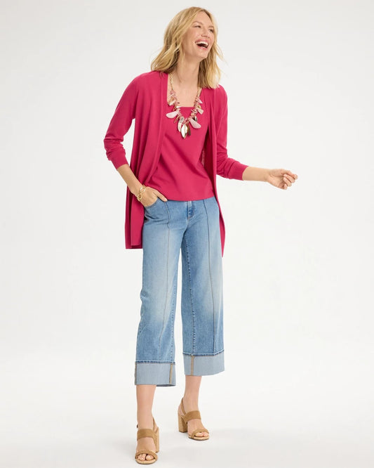 Pintuck High-Cuff Cropped Jeans - US 3639