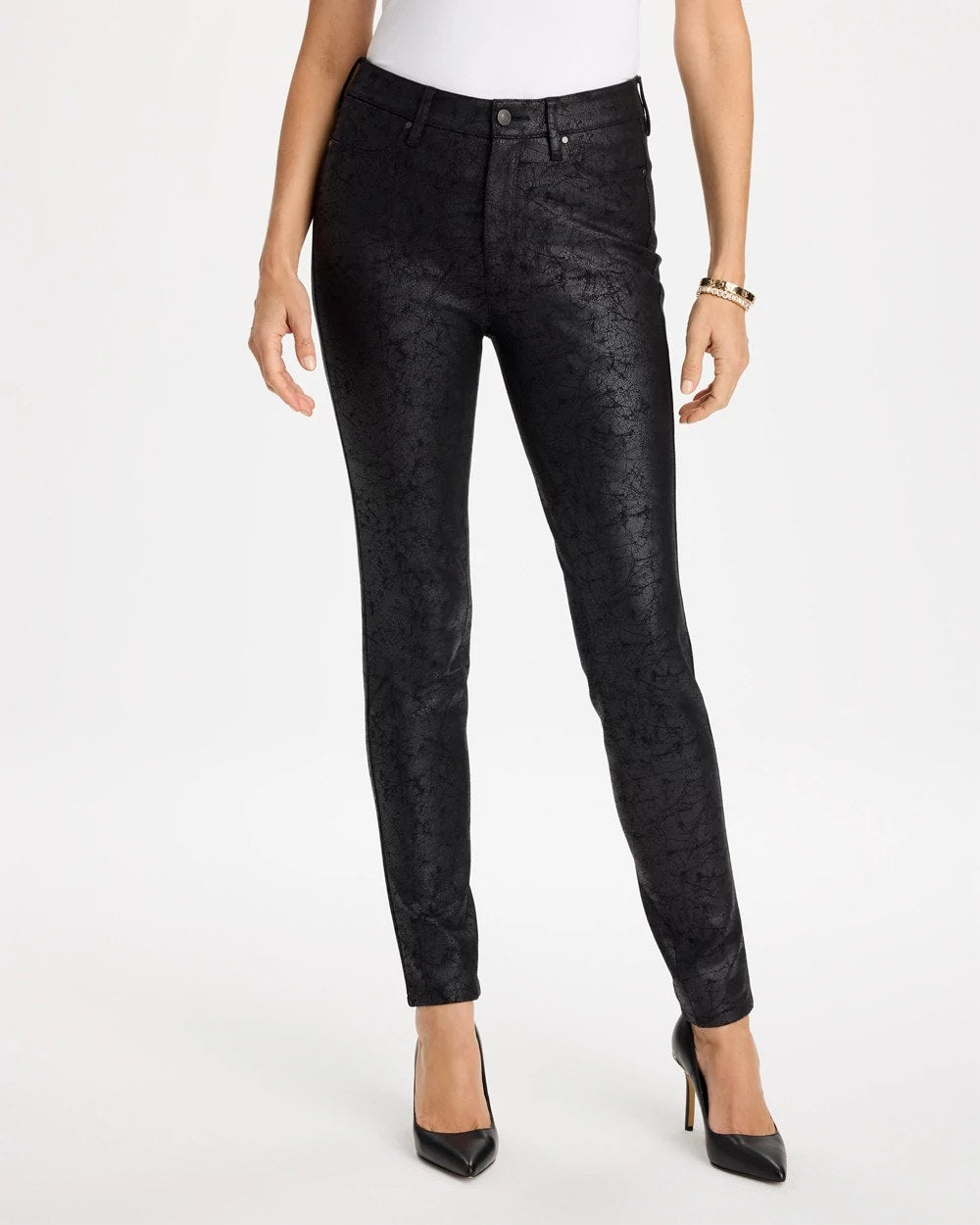 Faux Leather Five Pocket Skinny Pants - US 5890