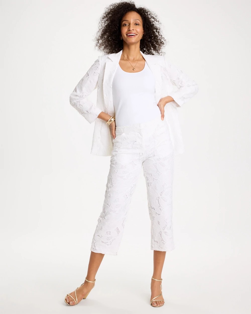 Lace Cropped Pants - US 3681